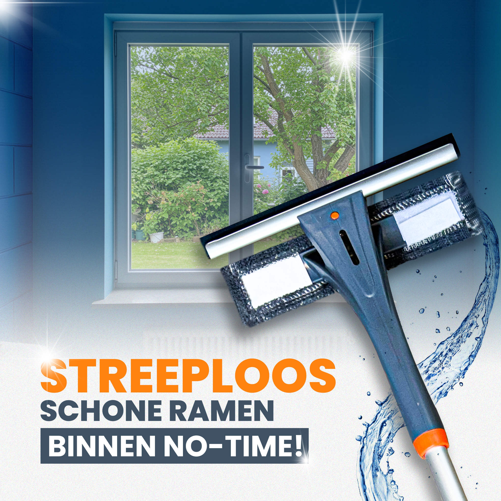 4-in-1 Raamwisser met telescoopsteel - Spons en sprayfunctie - 225 cm - Ruitenreiniger - Raamtrekker - Raamwasser – Ramenwasser