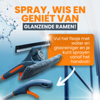 4-in-1 Raamwisser met telescoopsteel - Spons en sprayfunctie - 225 cm - Ruitenreiniger - Raamtrekker - Raamwasser – Ramenwasser