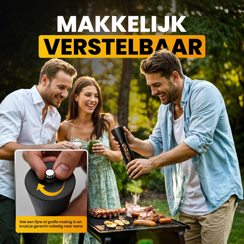 Pepper and salt mill set - Black - Acacia wood - Pepper mill - Salt mill - Spice mill - BBQ