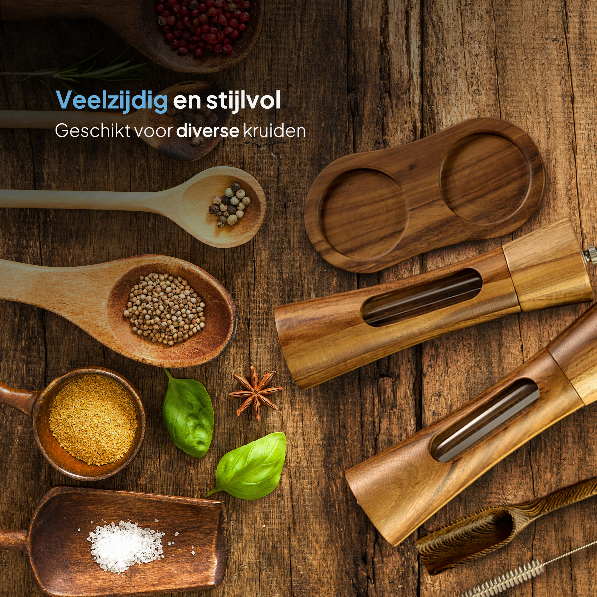 Peper en zoutmolen set van Acaciahout - Pepermolen - Zoutmolen - Kruidenmolen - BBQ