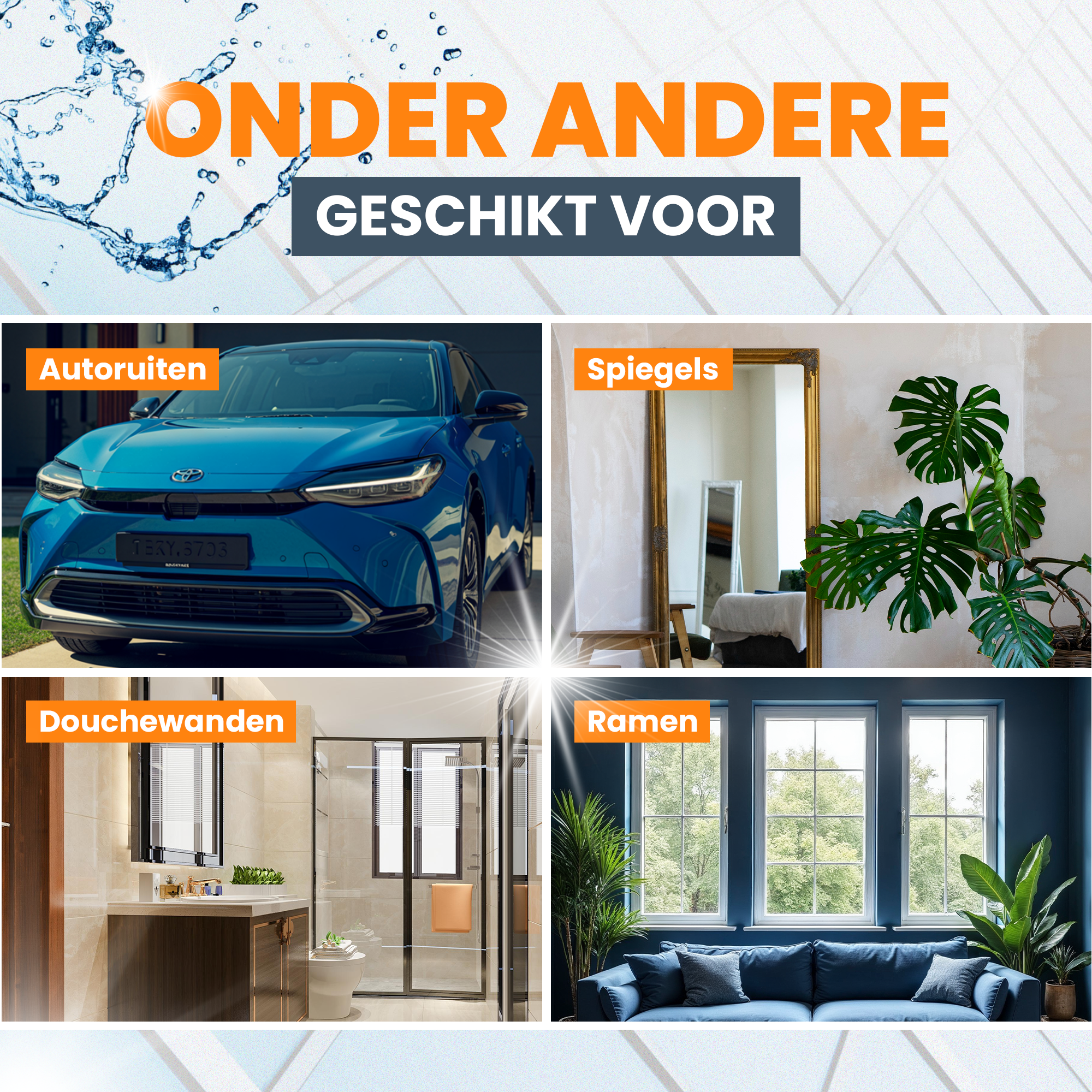 4-in-1 Raamwisser met telescoopsteel - Spons en sprayfunctie - 225 cm - Ruitenreiniger - Raamtrekker - Raamwasser – Ramenwasser