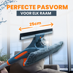 4-in-1 Raamwisser met telescoopsteel - Spons en sprayfunctie - 225 cm - Ruitenreiniger - Raamtrekker - Raamwasser – Ramenwasser