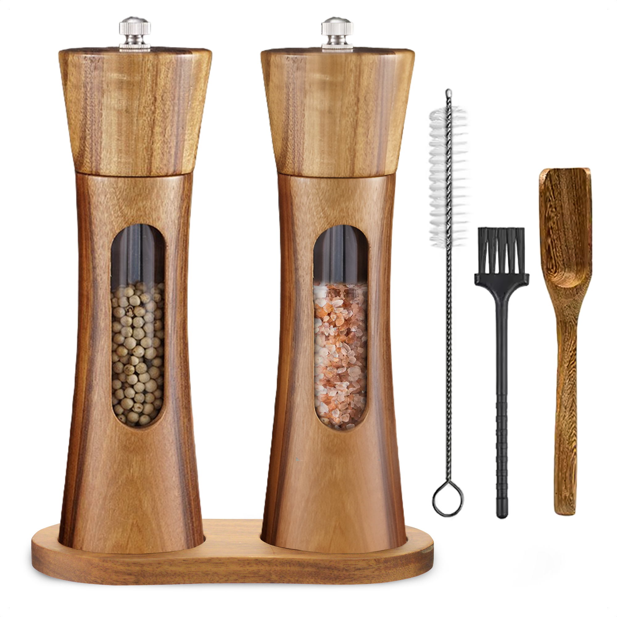 Peper en zoutmolen set van Acaciahout - Pepermolen - Zoutmolen - Kruidenmolen - BBQ