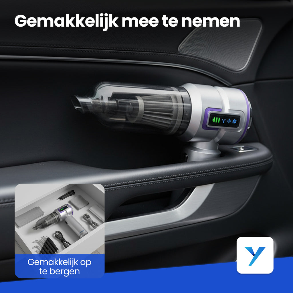 Yerkoo - Kruimeldief - Auto Stofzuiger - Handstofzuiger - Mini Stofzuiger - Stofzuiger Auto - Led scherm - Incl. Blaasfunctie