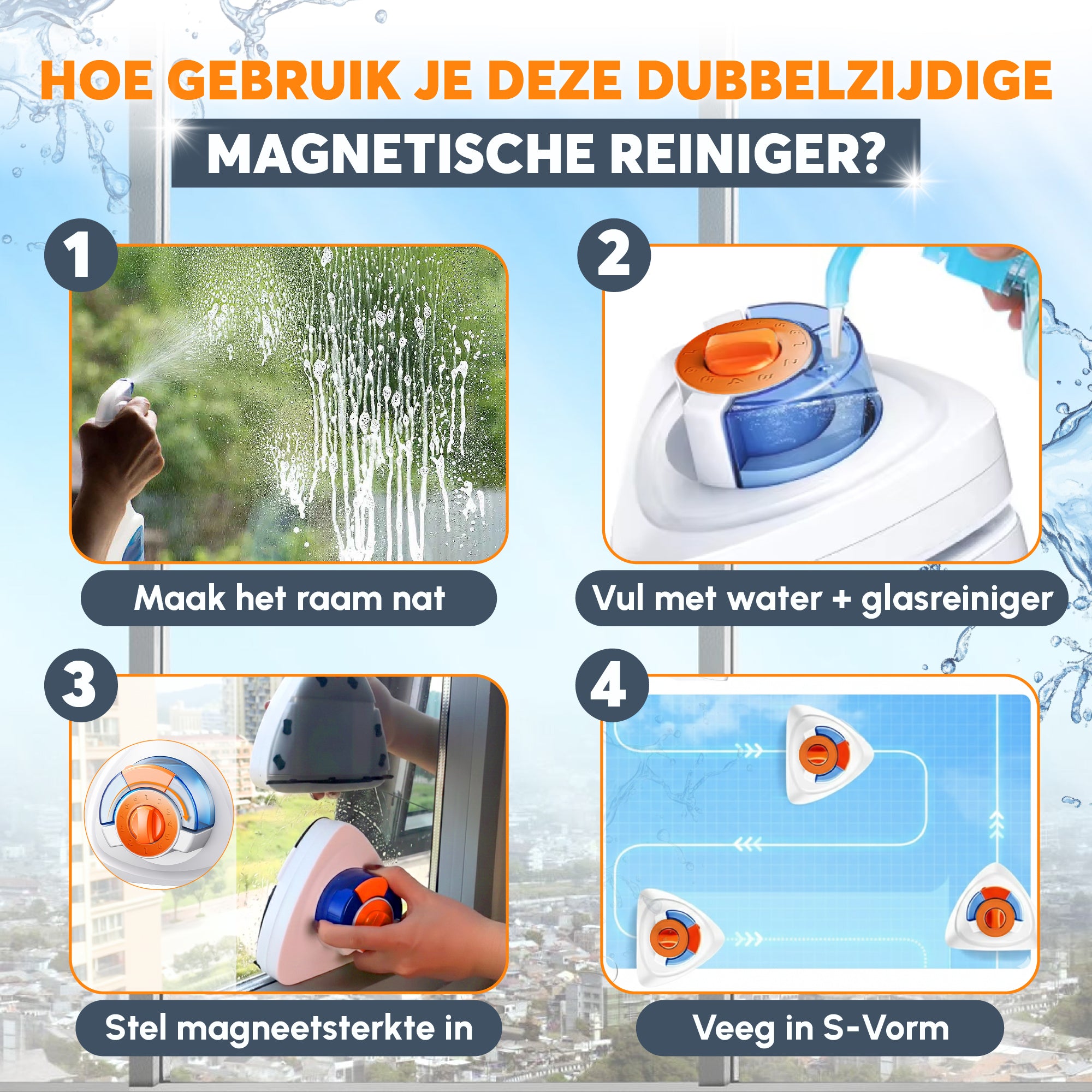 Magnetische Raamreiniger (8-40mm Universele Pasvorm) Dubbelglas raamreiniger